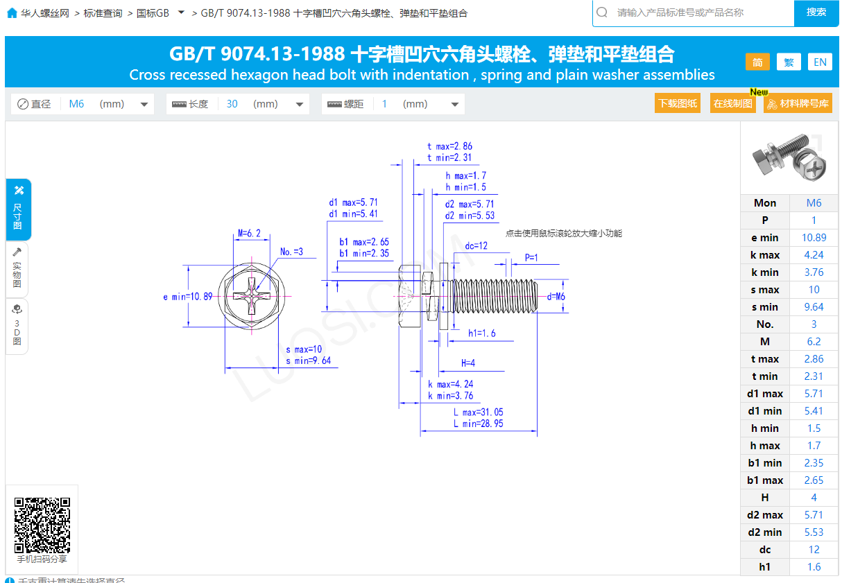 M6三组合螺栓应该如何选择philips十字槽的尺寸？